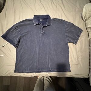 Hollister Washed Navy Blue Polo Shirt
